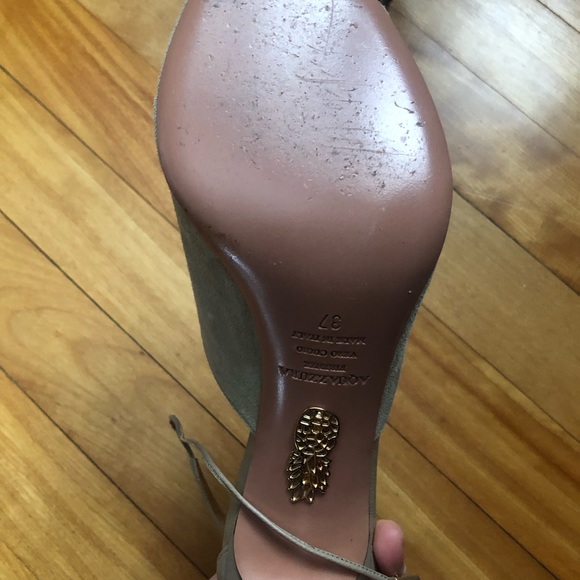 Excellent condition Aquazzura firenze taupe suede ankle tie heels size 37 - Picture 7 of 10
